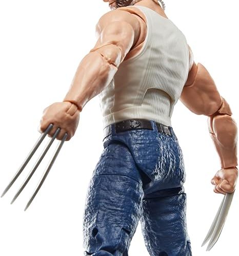 Deadpool Legacy Collection Wolverine Marvel Legends looking over his shoulder with claws out.