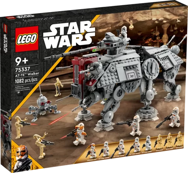 The box of the Lego Star Wars AT-TE Walker on display.