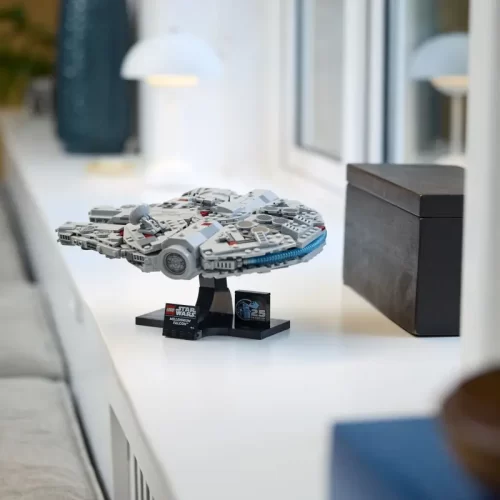 Lego Star Wars Millennium Falcon on window seal.