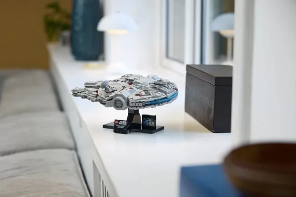 Lego Star Wars Millennium Falcon on window seal.
