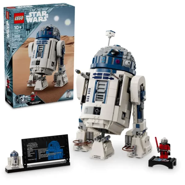 Lego Star Wars R2-D2 set on display next to box
