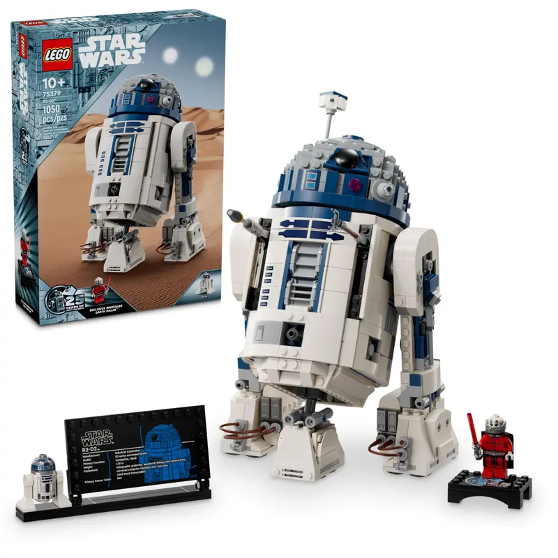 Lego Star Wars R2-D2 set on display next to box