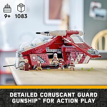 Detailed coruscant guard gunship for action play.