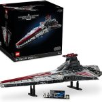 Lego Star Wars Venator-Class Republic Attack Cruiser displayed alongside box.