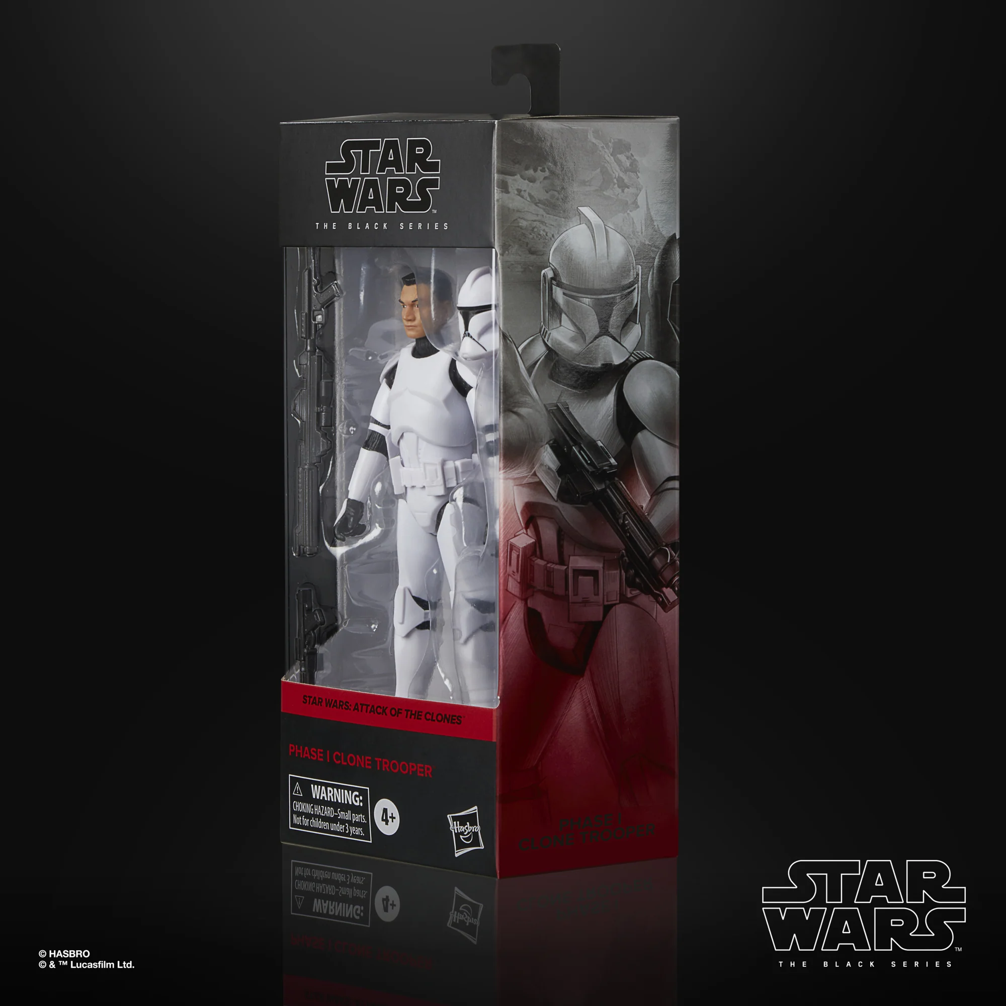 Hasbro Star Wars The Black Series Phase I clone trooper side view of box