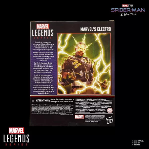 Hasbro Marvel Legends Electro Spider-Man No Way Home back of box.