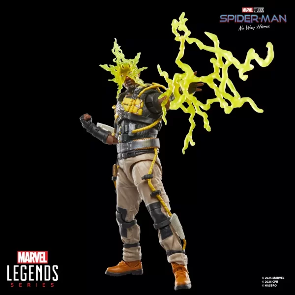 Hasbro Marvel Legends Electro Spider-Man No Way Home with lighting effect on left arm.