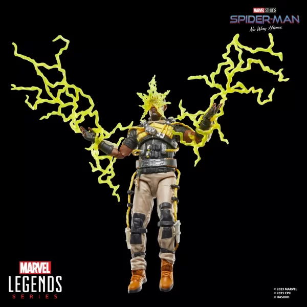 Hasbro Marvel Legends Electro Spider-Man No Way Home with lighting effect on both arms.