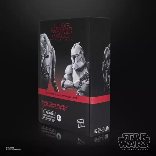 Hasbro Star Wars The Black Series Phase I Clone Trooper & Super Battle Droid 2 pack. Side of the box.