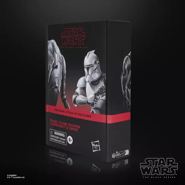 Hasbro Star Wars The Black Series Phase I Clone Trooper & Super Battle Droid 2 pack. Side of the box.