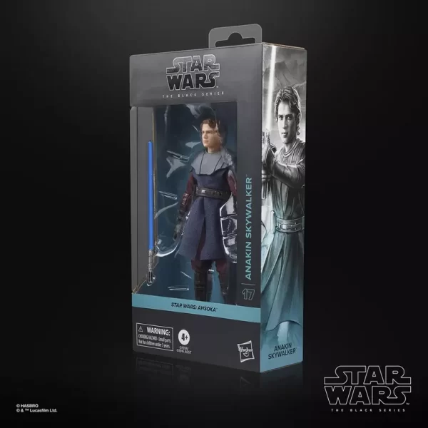Hasbro Star Wars The Black Series Anakin Skywalker Ahsoka in box, 3/4 view.