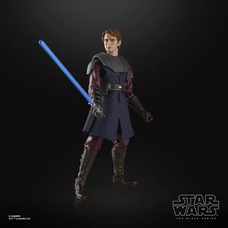 Hasbro Star Wars The Black Series Anakin Skywalker Ahsoka with lighsaber up.
