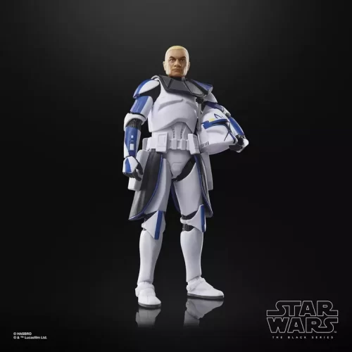 Hasbro Star Wars The Black Series Clone Captain Rex with helmet under arm.