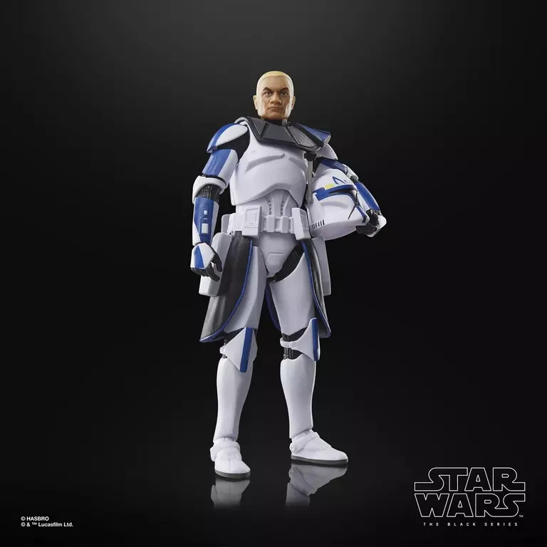Hasbro Star Wars The Black Series Clone Captain Rex with helmet under arm.