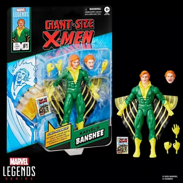 Hasbro Marvel Legends Banshee Giant-Size X-Men in and out of packaging.