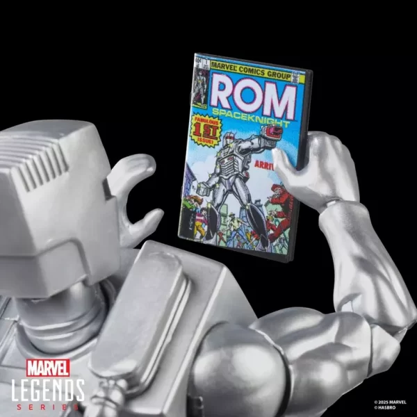 Hasbro Marvel Legends Series Rom Spaceknight with Marvel's Rom Spaceknight comic #1.