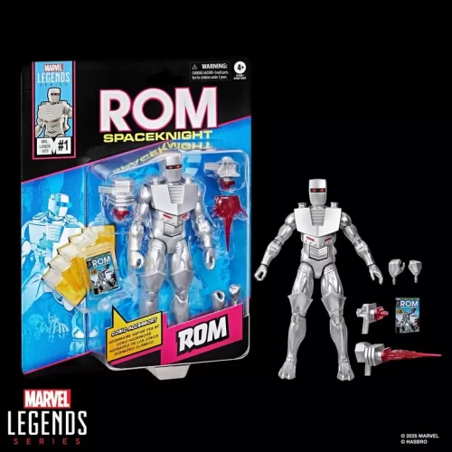 Hasbro Marvel Legends Series Rom Spaceknight next to packaging.