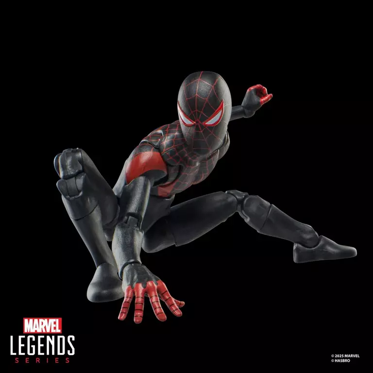 Hasbro Marvel Legends Series Mile Morales Ultimate Spider-Man crouching pose.