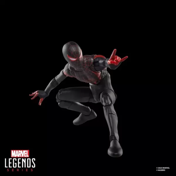 Hasbro Marvel Legends Series Miles Morales Ultimate Spider-Man with thwip hand ready to shoot a web.