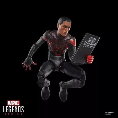 Hasbro Marvel Legends Series Miles Morales Ultimate Spider-Man reading.