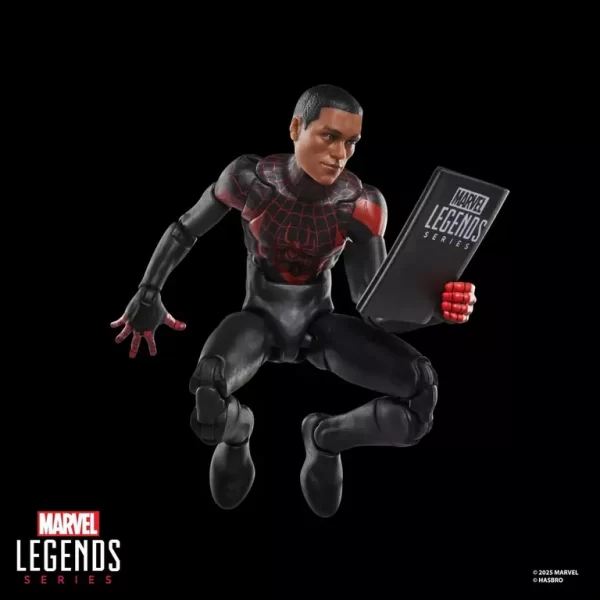 Hasbro Marvel Legends Series Miles Morales Ultimate Spider-Man reading.