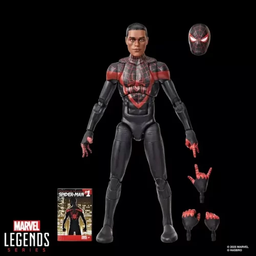 Hasbro Marvel Legends Series Miles Morales Ultimate Spider-Man with accessories.